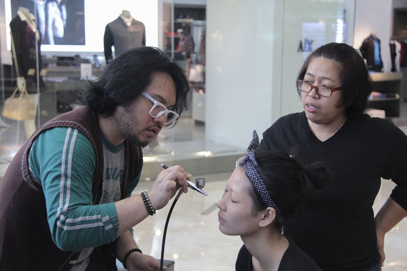 Hair and make up being done on set  Image courtesy British Council Indonesia