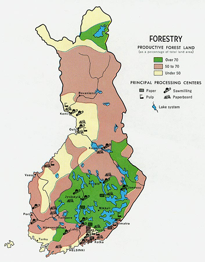 Finland is Europe’s most heavily-forested country, a.k.a. the largest European ‘carbon derivative’ Source: Perry-Castañeda Library Map Collection, produced by the U.S. Central Intelligence Agency, Map No. 58419 1969 