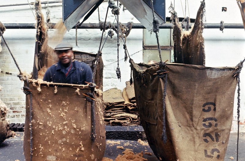 George (surname unknown) from St. Lucia working at Prospect Mills, July 1965 Copyright: David Atkinson Archive