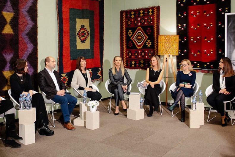 Partners from the Museum of Macedonia, EURM and Skopje Fashion Weekend  at the press conference within the museum galleries © Ani i Dimi 