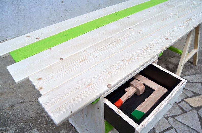 The bench with drawer and tools from the wood group. Image courtesy Zarko Koneski 