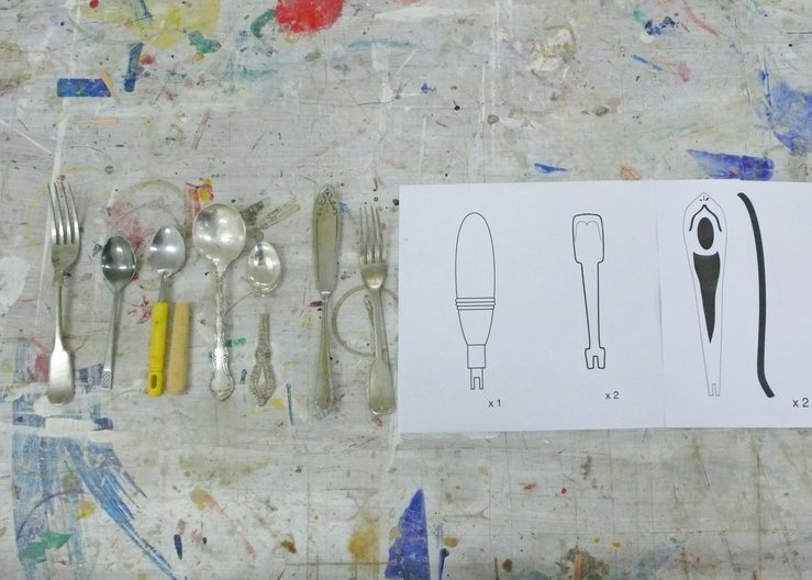 Process of designing cutlery for the Happiness for Daily Life Café by Linda Brothwell  © Linda Brothwell 