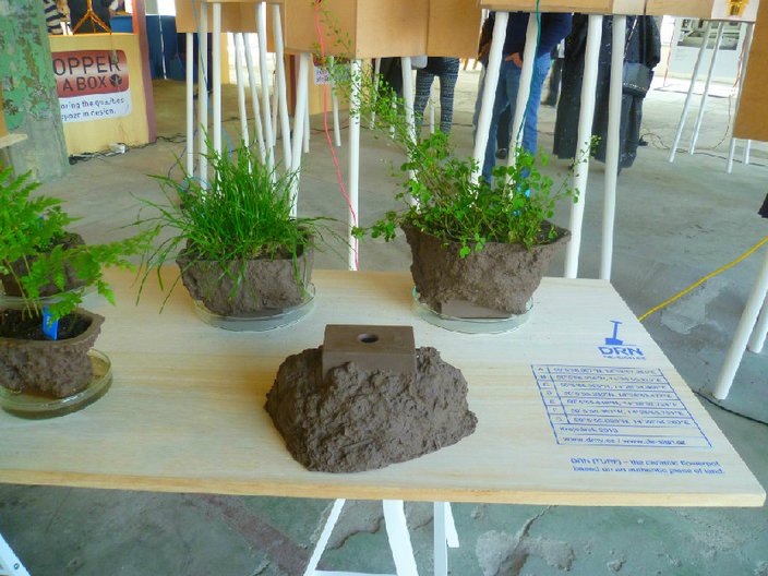 DRN (TURF) ceramic flowerpots designed by Prague bades Antonin Tomasek and modelled on a piece of earth as it was dug-up  