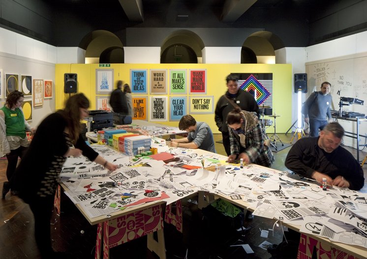 Anthony Burrill open Studio at Pick Me Up. Photo Andy Stagg, Somerset House, London 