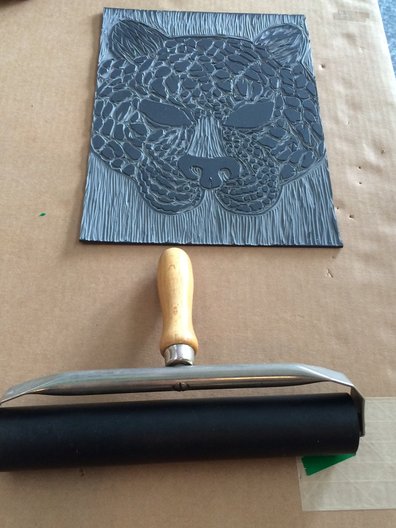 Lino print and roller  